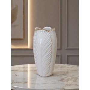 Jarrón Moderno de Porcelana con Diseño de Hojas y Borde Dorado de 8-16 Pulgadas para Decoración de Mesa - Product Image 2