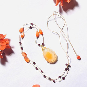 Handmade Citrine Gold <b>Wire</b> <b>Net</b> Pendant Necklace Wholesale - Product Image 1