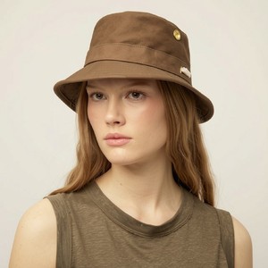 Chapeau Bob en Toile Marron Brodé Personnalisé avec Détail Œillet, Unisexe, Décontracté, Été, Taille Adulte 56-58CM, Couleur Unie, Chapeau Safari en Denim - Product Image 1
