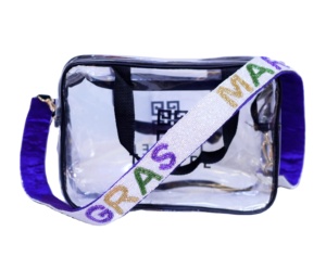 Monedero cruzado personalizable más vendido Happy Mardi Gras Festival Collection con correa vibrante cinturón con cuentas hombro amigable - Product Image 1