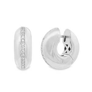 21mm Chunky Hoop <b>Earring</b> 14k 18k Solid Gold Round Lab Grown Diamond Elegant Minimalist Luxury Huggies Pave Set B2B Factory Price - Product Image 3