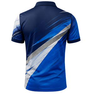 Polo à manches courtes pour homme de haute qualité, imprimé géométrique bleu, personnalisé, séchage rapide, tricoté en polyester, style décontracté, sublimation - Product Image 2