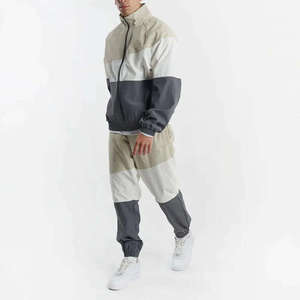 Custom Logo Men Color Block Windbreaker Set 2 Piece Tracksuit Lightweight <b>Waterproof</b> Jacket Pants Jogging Suit Streetwear Outfit - Product Image 2