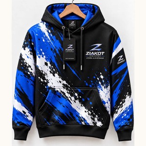 Sweat-shirt à capuche sportif personnalisé noir, rose et blanc avec motifs abstraits 3D en relief, vente en gros directe de l'industrie Ziakot - Product Image 5