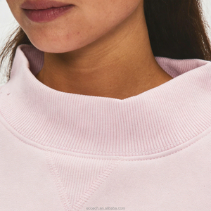 Sweat-shirt décontracté en molleton de coton respirant style universitaire à col montant, personnalisé OEM, avec lettres brodées pour femme - Product Image 3