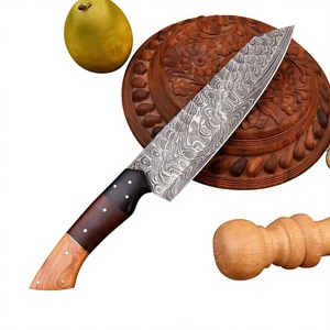 Juego de Cuchillos de Cocina de Acero de Damasco Personalizados, 1 Pieza, Cuchillo de Chef Forjado a Mano, Juego de Cuchillos de Carnicero, Mango de Madera Tallada, Grado Industrial, OEM/ODM - Product Image 1