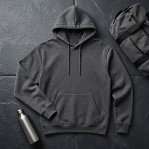 Custom Charcoal Gray <b>Orange</b> Logo Pullover Hoodie <b>Men's</b> Casual Sportswear <b>Sweatshirt</b> OEM ODM Wholesale Manufacturer - Product Image 4