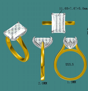 4 CT 925 Sterling <b>Silver</b> <b>Emerald</b> Cut Moissanite Engagement <b>Ring</b> Rhodium Plating for Anniversary Everyday Wear Luxury Jewelry - Product Image 1