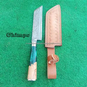 Couteau de cuisine professionnel forgé de qualité supérieure, écologique, personnalisé, en acier Damas, avec manche en bois d'olivier - Product Image 3