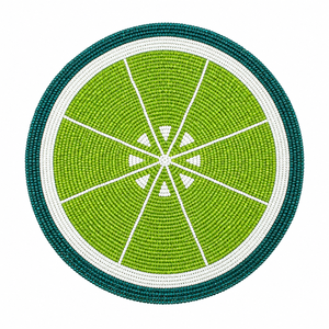 Set de table rond en verre perlé vert citron, fait main, motif agrumes, pour décoration de table à manger, maison, mariage, fête |   Décoration élégante - Product Image 1