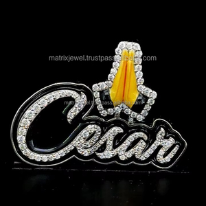 Bijoux Hip Hop Hommes Glacé Personnalisé Émail Moissanite Pendentif 925 Sterling Silver VVS Diamant Nom Initiale Logo Lettre Pendentif - Product Image 4