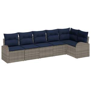 Grey Poly Rattan Garden <b>Sofa</b> <b>Set</b> Waterproof Cushions Outdoor Furniture Contemporary Design Durable Patio Seating - Product Image 2