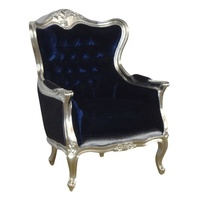 Silla de ala de reproducción antigua, sofá de estilo francés, sillón de madera de una plaza, silla de sala de estar para muebles europeos para el hogar