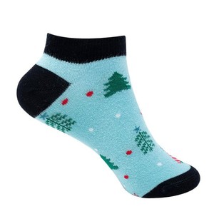 New Custom Design Unisex Adult Cotton Christmas Tree <b>Socks</b> Light Blue <b>Black</b> Trim Digital Print Breathable Holiday Design - Product Image 2