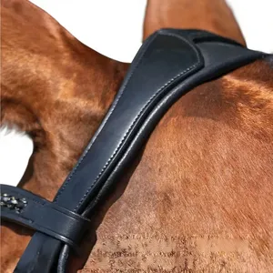 Bridon Snaffle avec têtière anatomique et muserolle de saut rembourrée en cuir souple, style anglais, fait main pour chevaux - Product Image 4