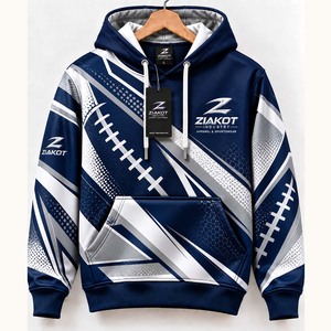 เสื้อฮู้ดสปอร์ตสีกรมท่า-ขาว-ทอง แบบสั่งตัดเย็บโดยตรงจากโรงงาน Ziakot ขายส่ง - Product Image 6