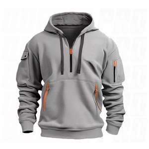 Sudaderas con capucha personalizadas para hombre, con cremallera de un cuarto, forro polar, estilo táctico, tipo cargo, holgadas, para entrenamiento - Product Image 5