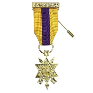 1st Degree Order of the Secret Monitor <b>Masonic</b> Breast Jewel Gold Emblem Purple Yellow Ribbon Regalia - Product Image 2