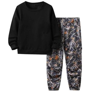 Ensemble sweat-shirt à capuche et pantalon camouflage pour garçons, vêtements décontractés respirants en polyester pour enfants, pour l'hiver - Product Image 2