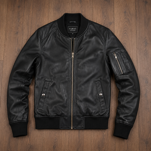 Service de fabrication professionnel, cuir Furat de haute qualité, veste en cuir d'hiver pour homme, respirante, coupe-vent, doublure en polyester - Product Image 4