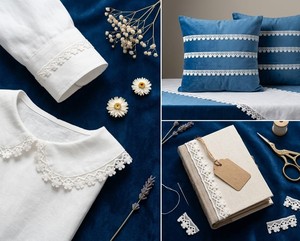 Ribete de Encaje Floral Bordado en Poliéster Blanco Ecológico de Primera Calidad, con un Encantador Diseño de Margaritas, para Prendas de Vestir y Decoración del Hogar - Product Image 6