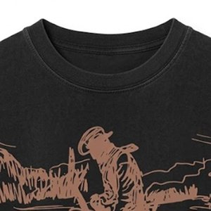 Nouvelles ventes, chemises noires surdimensionnées pour femmes avec logo personnalisé imprimé, manches courtes, haute qualité, 100% coton respirant, vêtements d'extérieur pour femmes, tee-shirt - Product Image 5