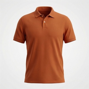 Men's Solid Color Knitted <b>Polo</b> Shirt Short Sleeve Casual Style <b>Orange</b> - Product Image 1