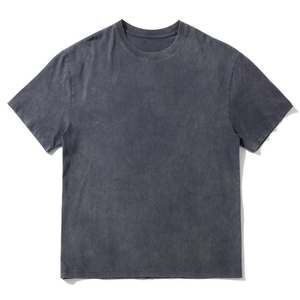 เสื้อยืดแขนสั้นสีเทาทรงโอเวอร์ไซส์สำหรับผู้ชาย ผ้าฝ้ายเจอร์ซีย์ 100% คอกลม สีพื้น สไตล์ลำลอง ทรงปกติ - Product Image 2
