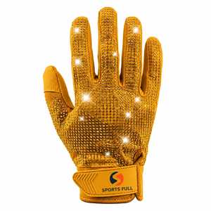 SPORTS FULL Gold Rhinestone Wrist Length Touch Screen Sports Gloves Breathable Eco-Friendly Polyester Men's Football Glove - Product Image 1