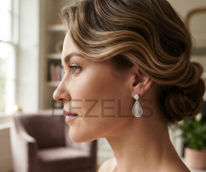 Pendientes colgantes de diamantes cultivados en laboratorio con corte de pera para mujer, pendientes colgantes de lujo con pavé en forma de lágrima, regalo de boda y cumpleaños - Product Image 4