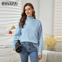 Nouveau pull tricoté pour femme, décontracté, à manches longues, doux et chaud pour l'automne, col roulé, personnalisable avec logo, OEM ODM, vente en gros 100%
