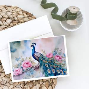 Whimsical Peacock A7 Tamaño 5x7 Tarjetas de notas en blanco Paquete de 8 con sobres Tarjetas de felicitación - Product Image 2