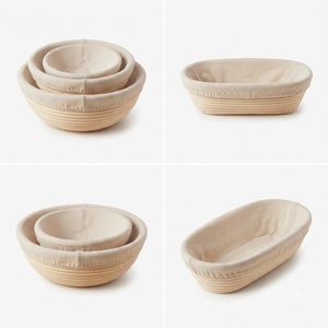Cesta de fermentación de pan de ratán natural, Banneton hecho a mano para fermentación de masa madre con forro de lino, Proveedor mayorista - Product Image 1