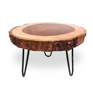 Présentoir à gâteaux rond en bois rustique Aqdus Saleem avec pieds en métal pour pâtisserie et fêtes - Product Image 2