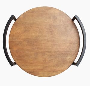 Plateau de service rectangulaire en bois artisanal à bords ondulés, design moderne, organisateur décoratif, idéal pour Diwali et Ramadan - Product Image 2