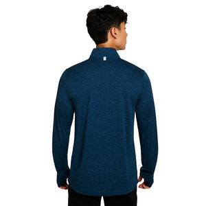 เสื้อยืดแขนยาวผู้ชายแบบลำลอง ซิป 3/4 สีกรมท่า ดีไซน์สั่งทำพิเศษ ผ้าโพลีเอสเตอร์/คอตตอน แห้งเร็ว กันยับ - Product Image 2