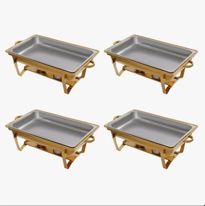 Luxury 4PCS Tabletop Stainless Steel Rectangular Chafing Dishes <b>Buffet</b> <b>Warmer</b> Set At Cheap Price - Product Image 1