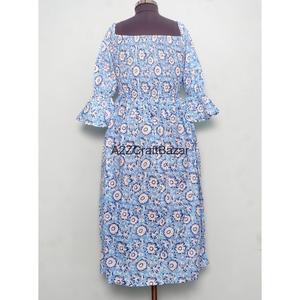 Vestido Maxi de Verano para Mujer, 100% Algodón, Hecho a Mano, Ecológico, Transpirable, Holgado, con Estampado Floral, Cuello en V, Manga Abullonada, Cintura Natural, para Uso Diario - Product Image 6