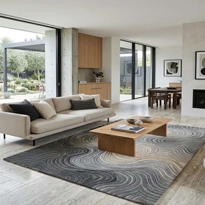 Modern Abstract Wave Area Rug Luxury Hand Tufted Rug Gray Plush Woolen Carpet For Living Room Bedroom Decorative Floor Rug Home - Product Image 1