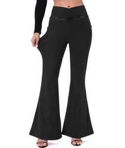 Pantalones de mezclilla Oxford elásticos de corte recto, estilo americano, negros, transpirables, desgastados, de cintura media, para mujer, ideales para el verano. - Product Image 5