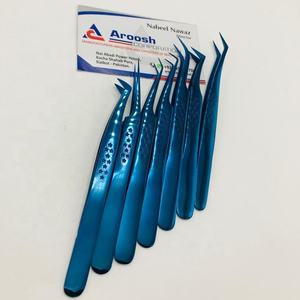 Pinzas de extensión de pestañas con agarre de estrella de acero inoxidable de alta calidad, Color azul de plasma, Punta puntiaguda hermosa sostenible - Product Image 6