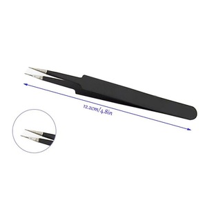 Ensemble de pinces à cils noires mates en acier inoxydable antistatique pour extensions de cils, outil professionnel de salon - Product Image 3