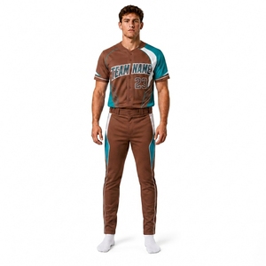 Men Baseball Uniform Set Custom Team Jersey Pants Sublimation Full Button <b>Athletic</b> Sports Apparel OEM Private Label Supplier - Product Image 1
