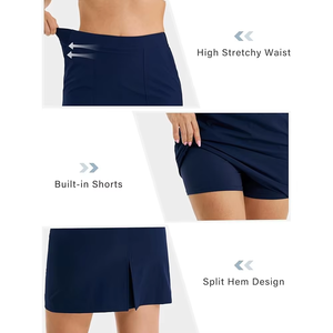 Women's High Waisted <b>Tennis</b> <b>Skirt</b> Solid Navy Athletic <b>Mini</b> Skort with Pockets Breathable Golf Pickleball <b>Skirt</b> - Product Image 5