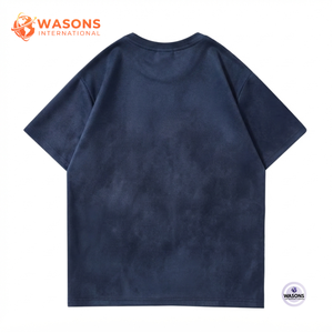 T-shirt en coton à manches courtes et col rond de couleur unie pour homme WASONS INTERNATIONAL, coupe ample, jersey décontracté - Product Image 2