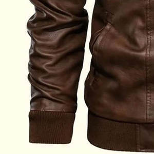 Chaqueta de piel auténtica personalizable para hombre, estilo informal de alta calidad con cuello levantado, diseño Vintage para invierno, Tallas grandes - Product Image 4