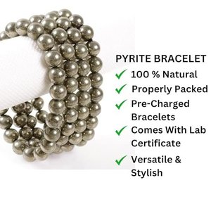 Bracelet en Pyrite Naturelle Perles de 8,50x8,00 mm Pierre Précieuse Certifiée pour Hommes et Femmes Cadeau Artisanal Moderne Fait Main par Arya Digital - Product Image 4
