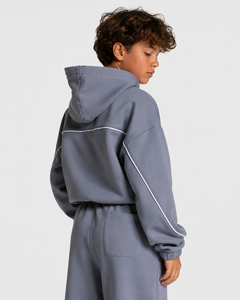 Sweat à capuche gris graphite pour garçon avec logo personnalisé, coupe décontractée et oversize, en molleton premium - Product Image 2
