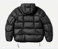Blouson matelassé noir uni à capuche pour homme – Automne, respirant, col montant, fermeture éclair, coupe décontractée, style urbain