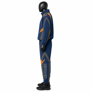 Ensemble de vestes coupe-vent pour hommes, imprimé géométrique bleu gris orange, résistant à l'eau, pour toutes les saisons, vêtements d'extérieur, ensembles coupe-vent personnalisés - Product Image 3